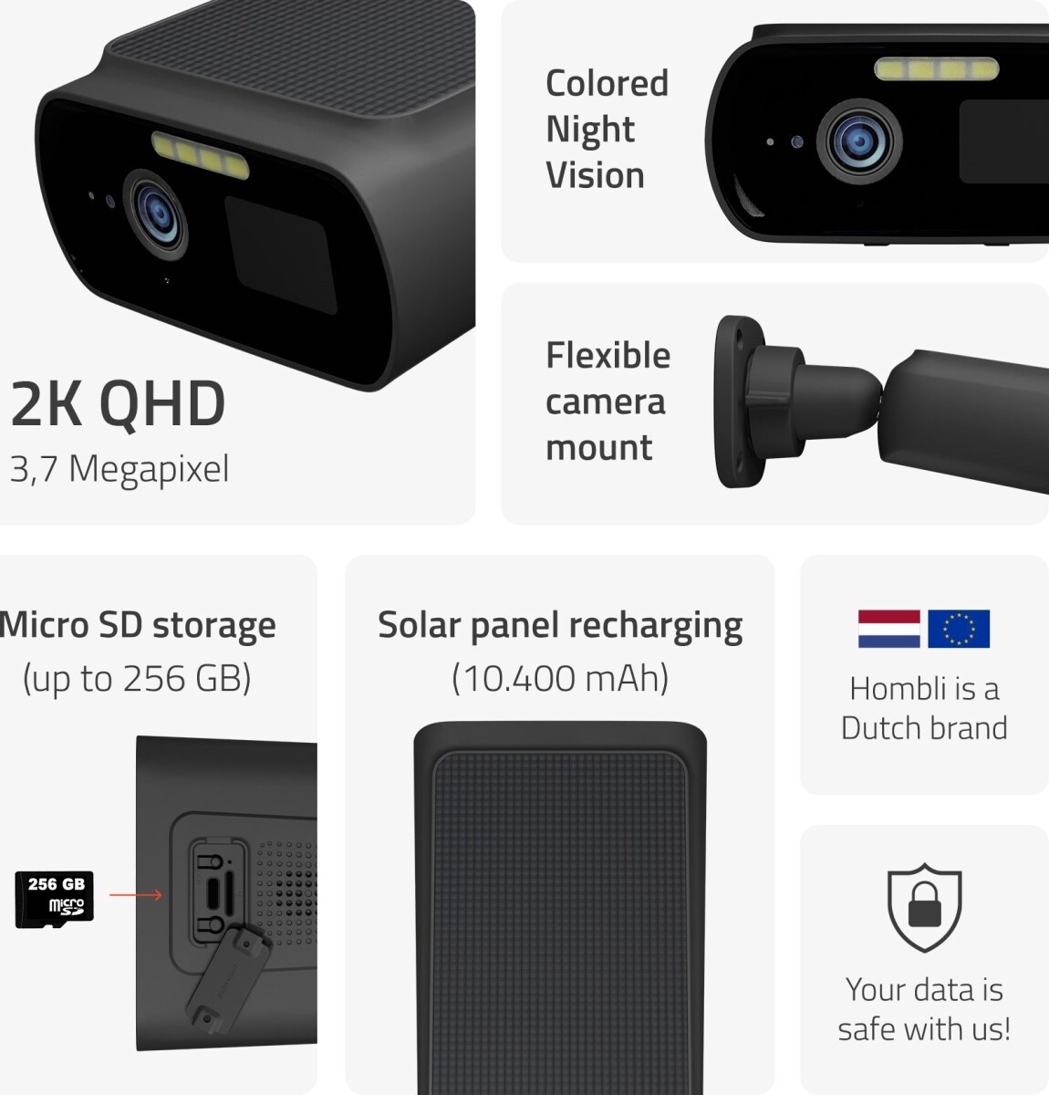 Hombli - Smart Solar Cam 2K Black