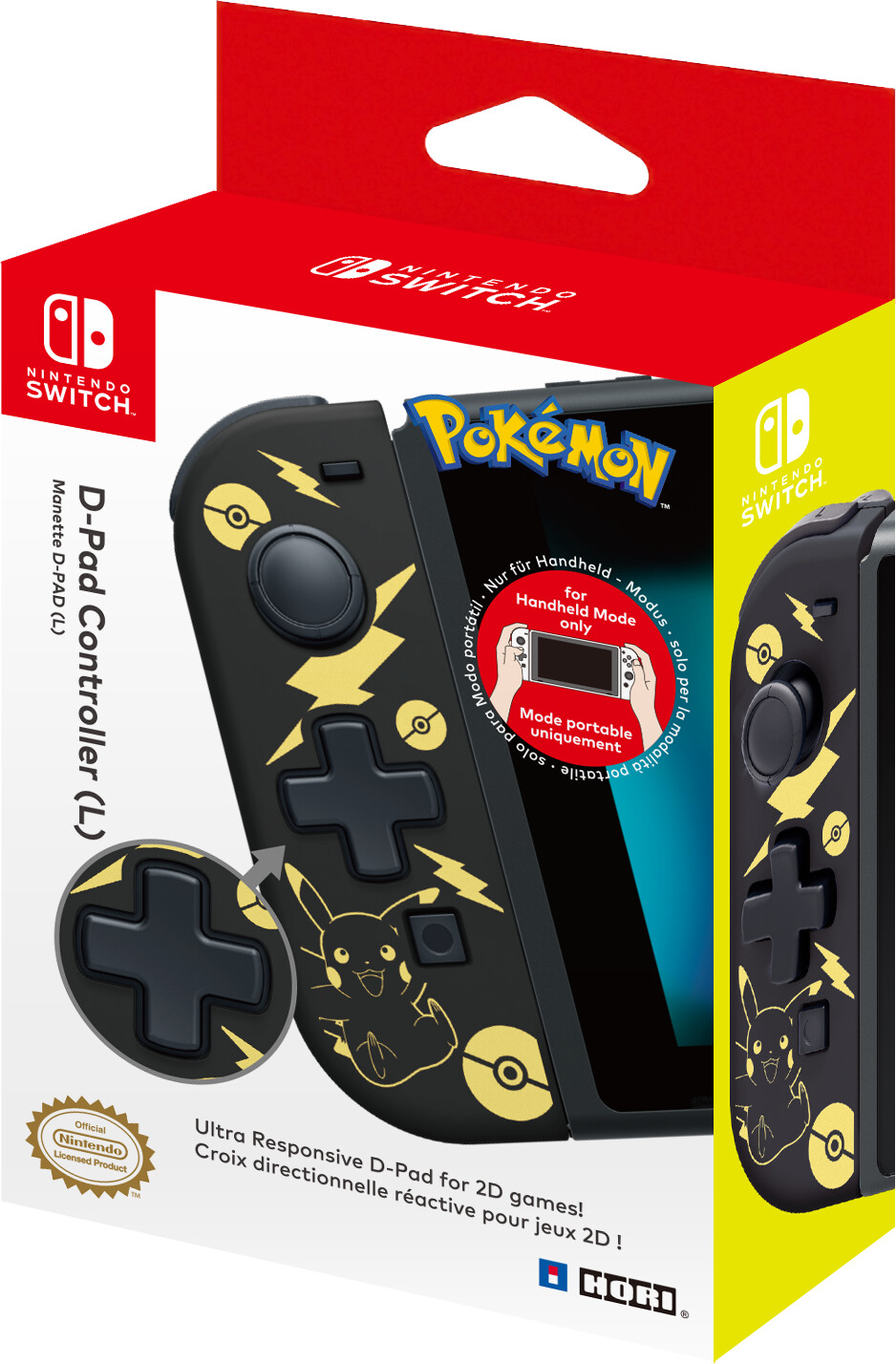Hori D-Pad Controller - Left - Pikachu Black Gold - Nintendo Switch