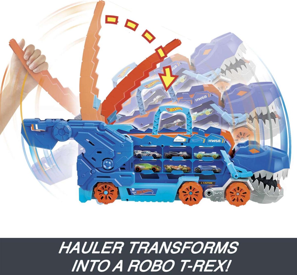 Hot Wheels - City - Ultimate T-Rex Dinosaur Transporter Og 2 Biler