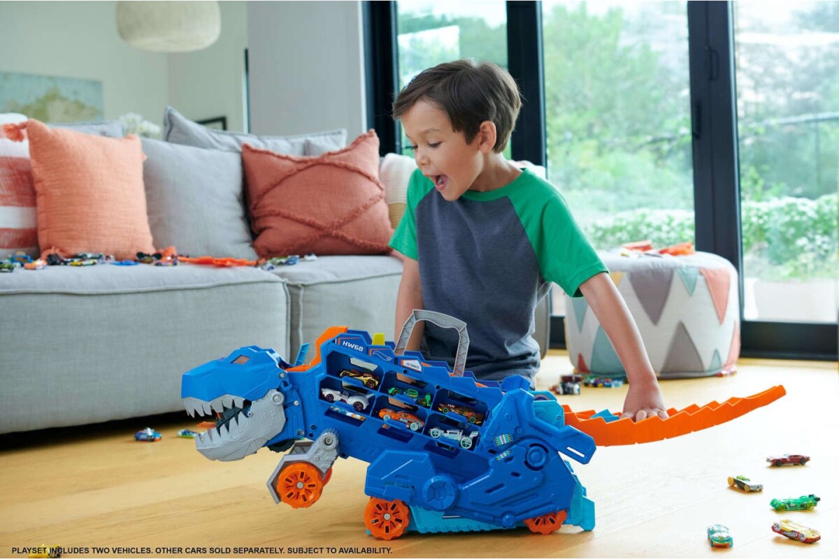 Hot Wheels - City - Ultimate T-Rex Dinosaur Transporter Og 2 Biler