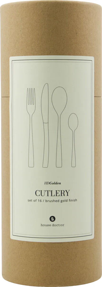 House Doctor - Bestiksæt - Hdgolden - Guld - Rustfrit Stål - 16 Dele