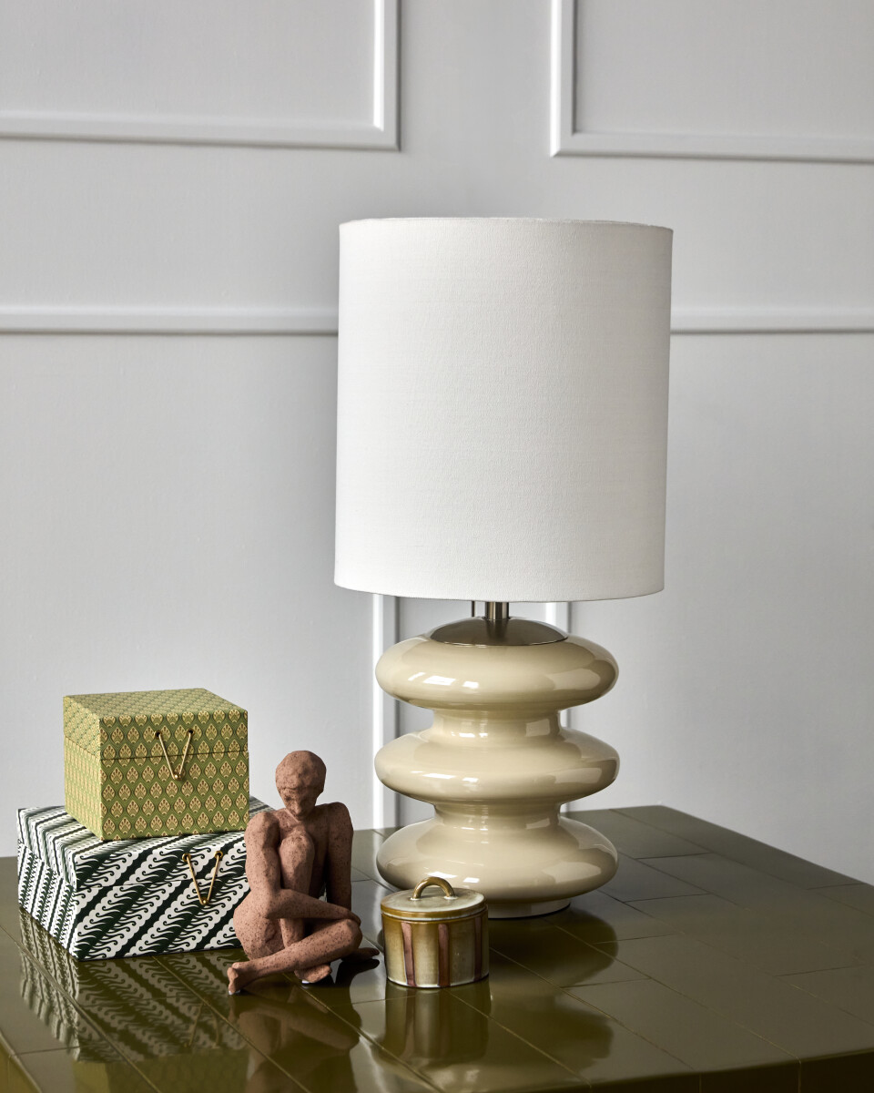 House Doctor - Bordlampe - Hdstep - L - Glas - Sand Råhvid