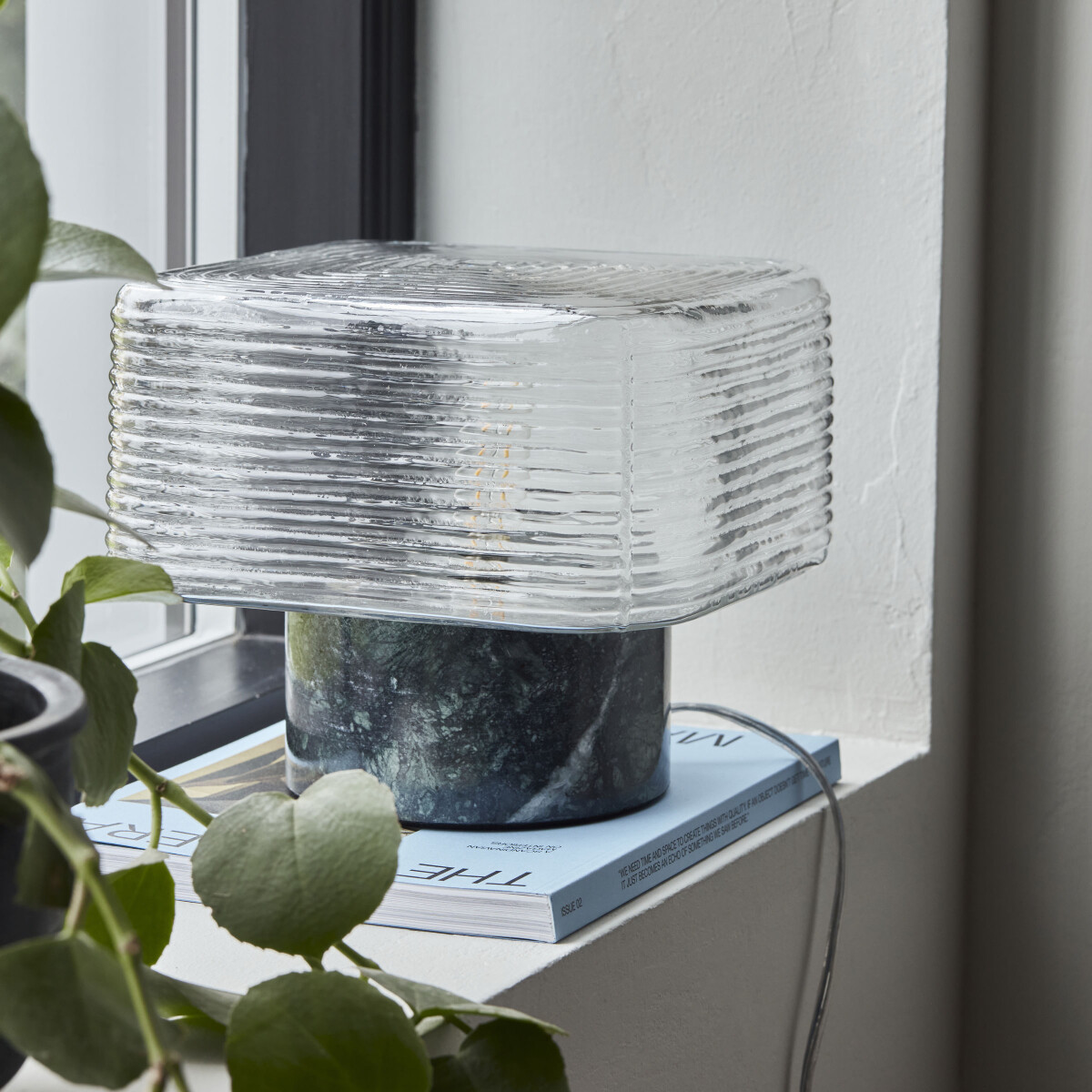 House Doctor - Bordlampe - Neat - Marmor - Grøn - H 20 5 Cm