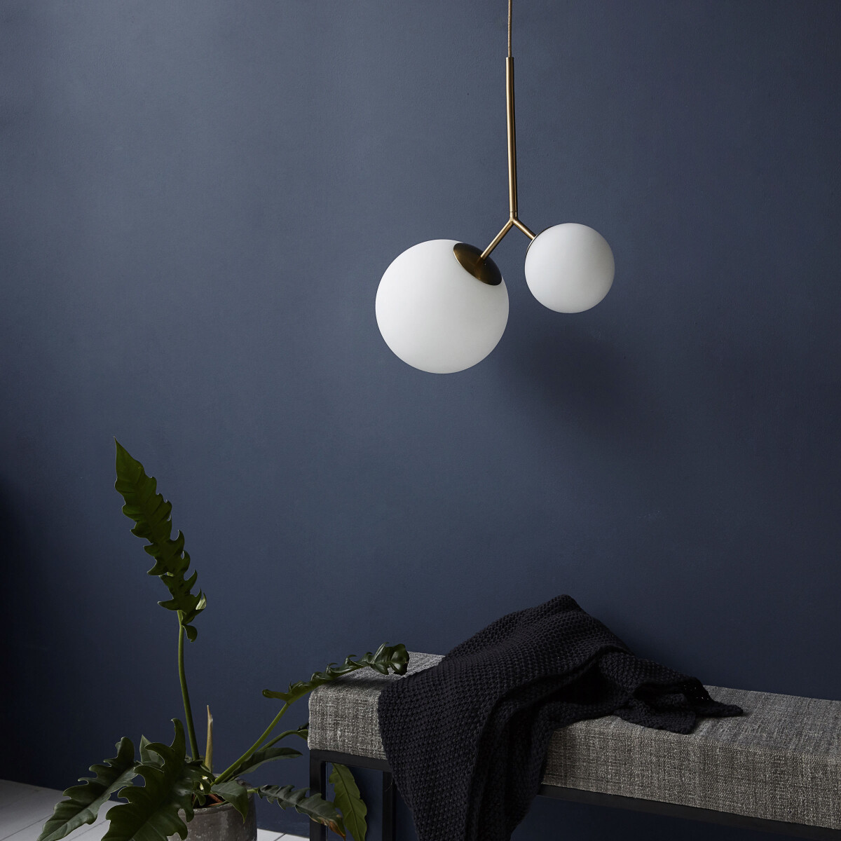 House Doctor - Pendel Lampe - Twice - Hvid - H 70 Cm