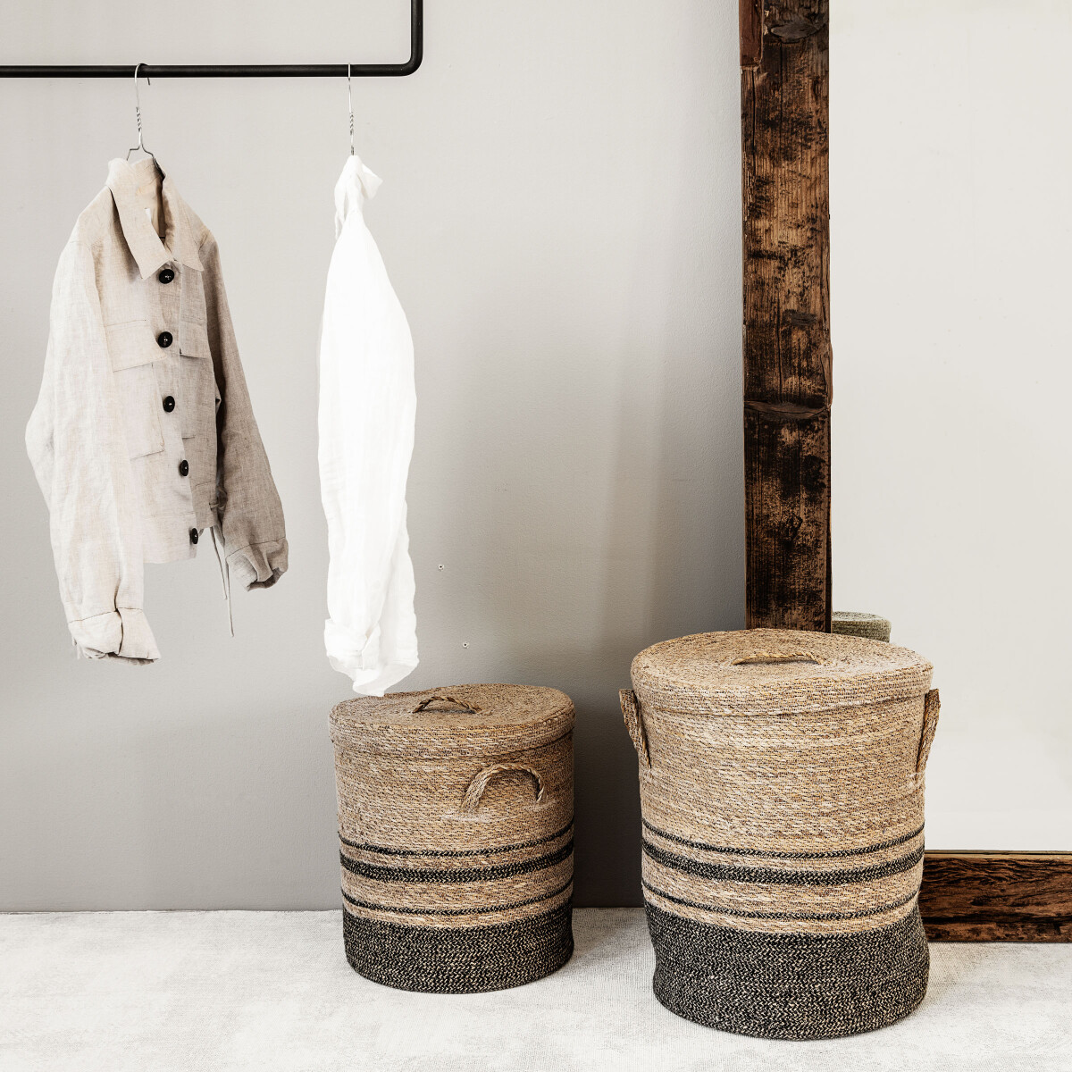 House Doctor - Vasketøjskurve Med Låg - Laundry - Natur