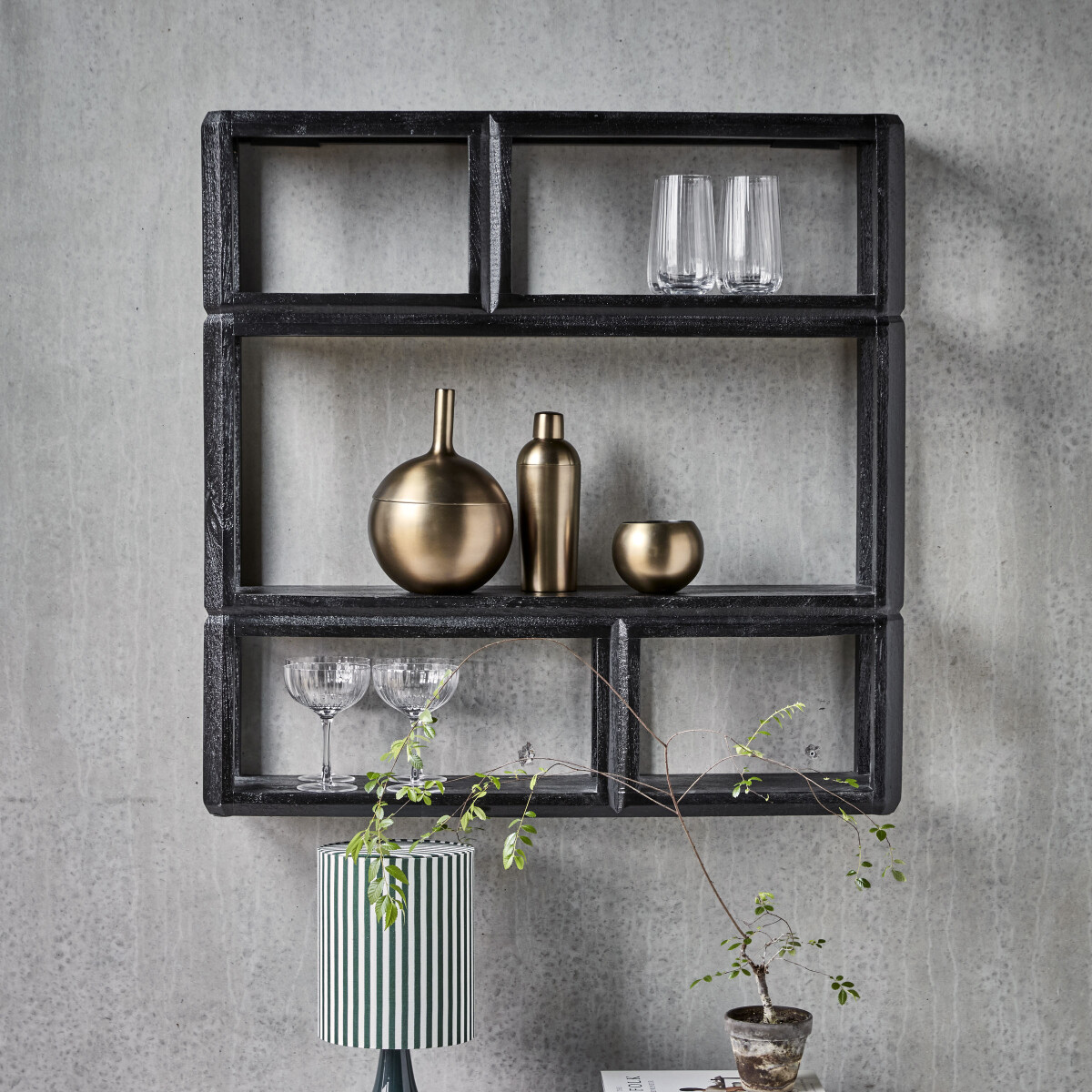 House Doctor - Vægreol - Mono - Mango Træ - Sort - 90X90 Cm