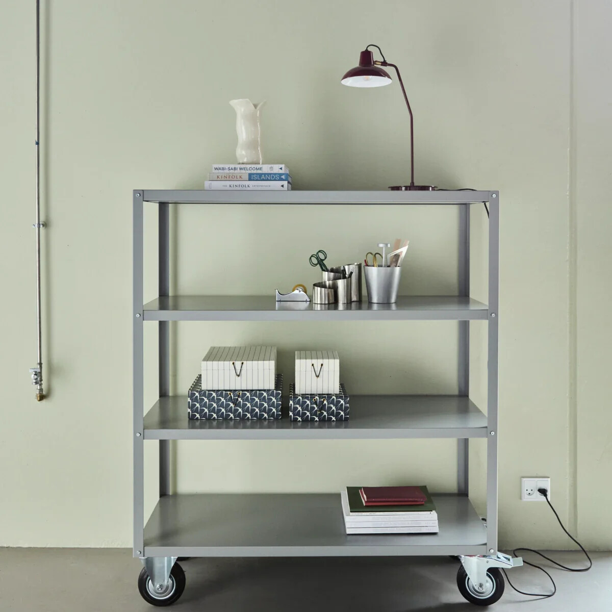 House Doctor - Reol Med Hjul - Trolley - Stål - Grå - 140X45X120 Cm
