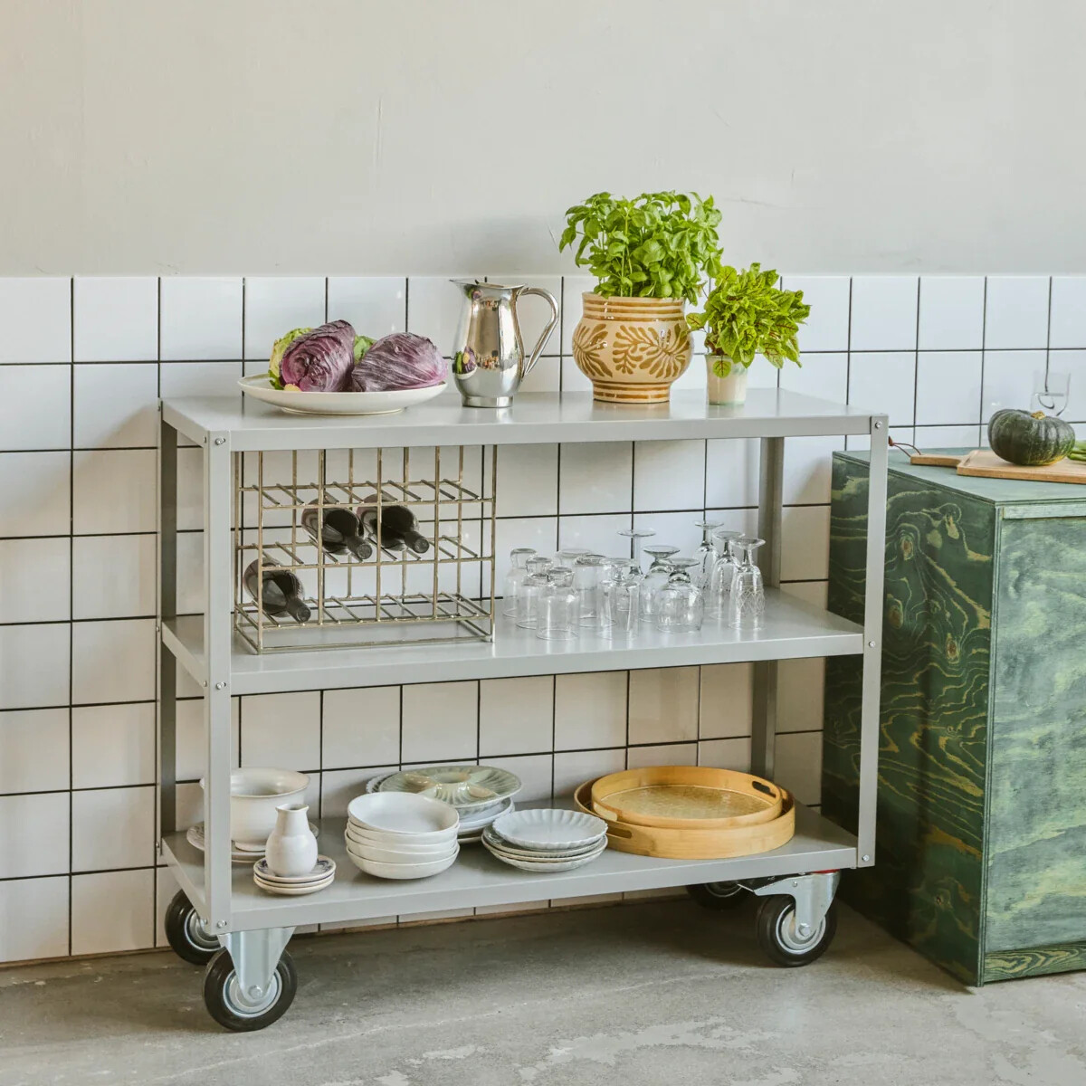 House Doctor - Reol Med Hjul - Trolley - Stål - Grå - 101X45X120 Cm