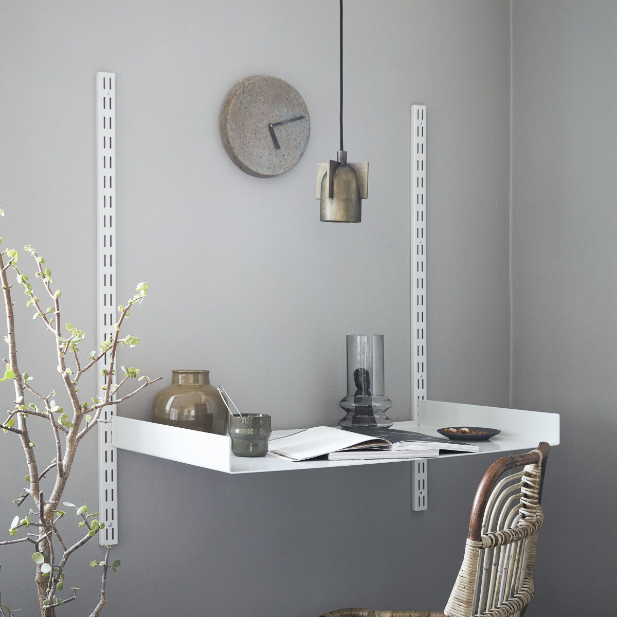 House Doctor - Skrivebord Til Vægreol - Fari - Grå - 100X90 Cm