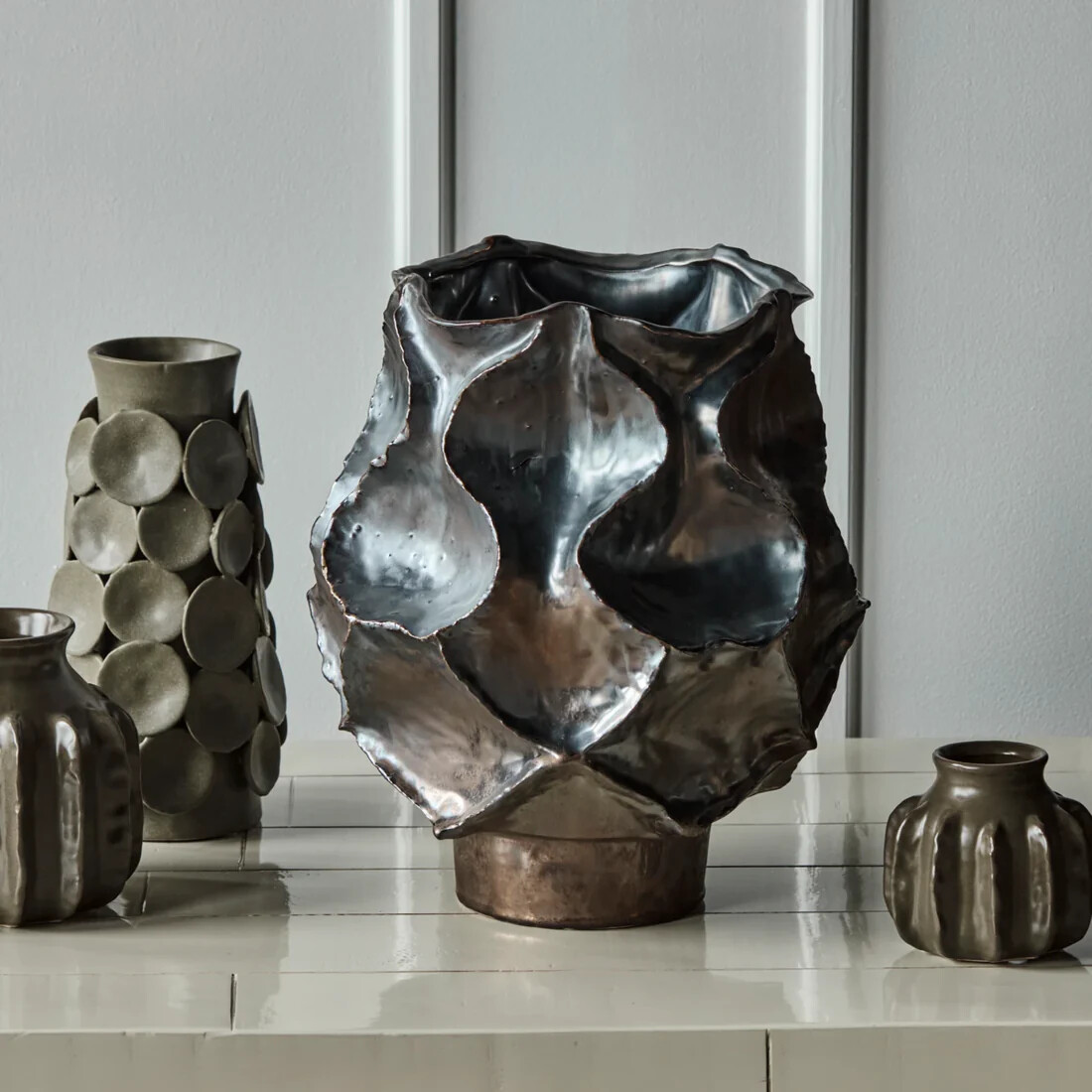 House Doctor - Vase - Hdwaves - Stentøj Keramik - Antik Metallisk