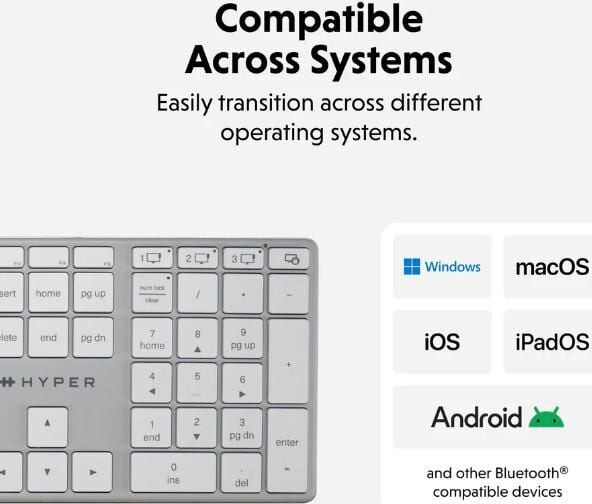 Hyper - Bluetooth 50 Wireless Keyboard Nordic Space Grey
