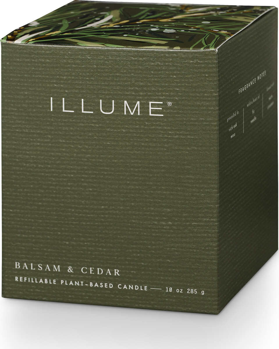 Illume - Balsam And Cedar - Glass Candle Duftlys - Grøn