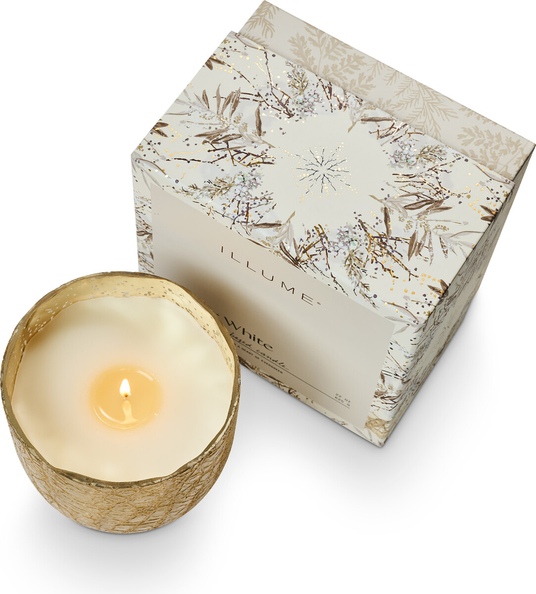 Illume - Winter White Crackle Glas Duftlys - Hvid