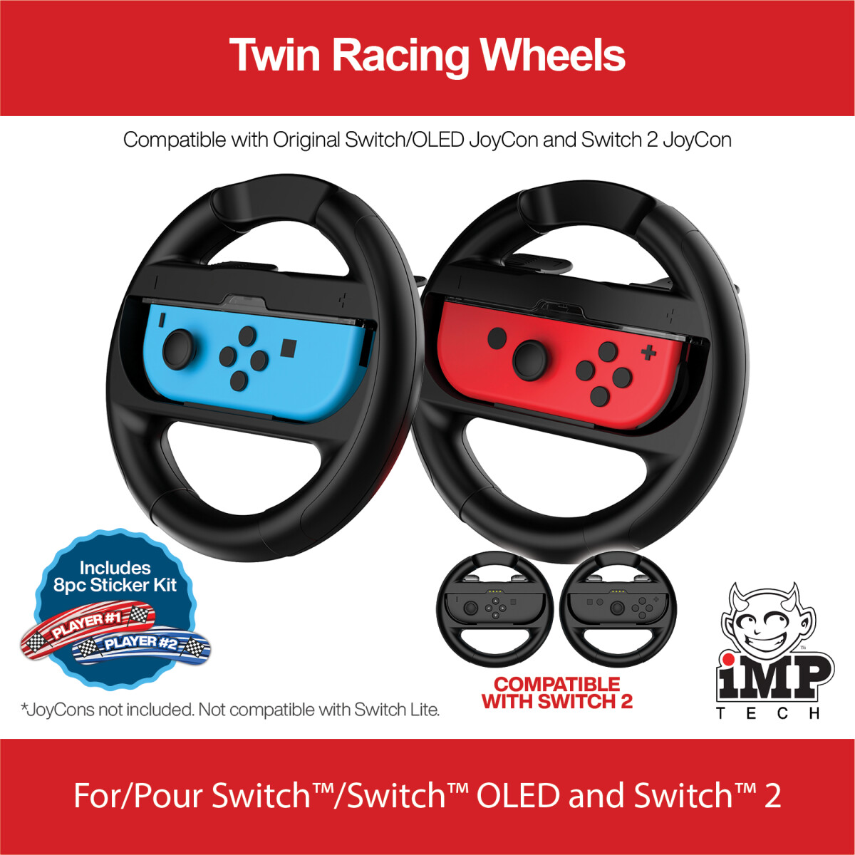 Imp Tech Twin Wheel Pack With Sticker Kit For Switch And Switch 2 Joycons