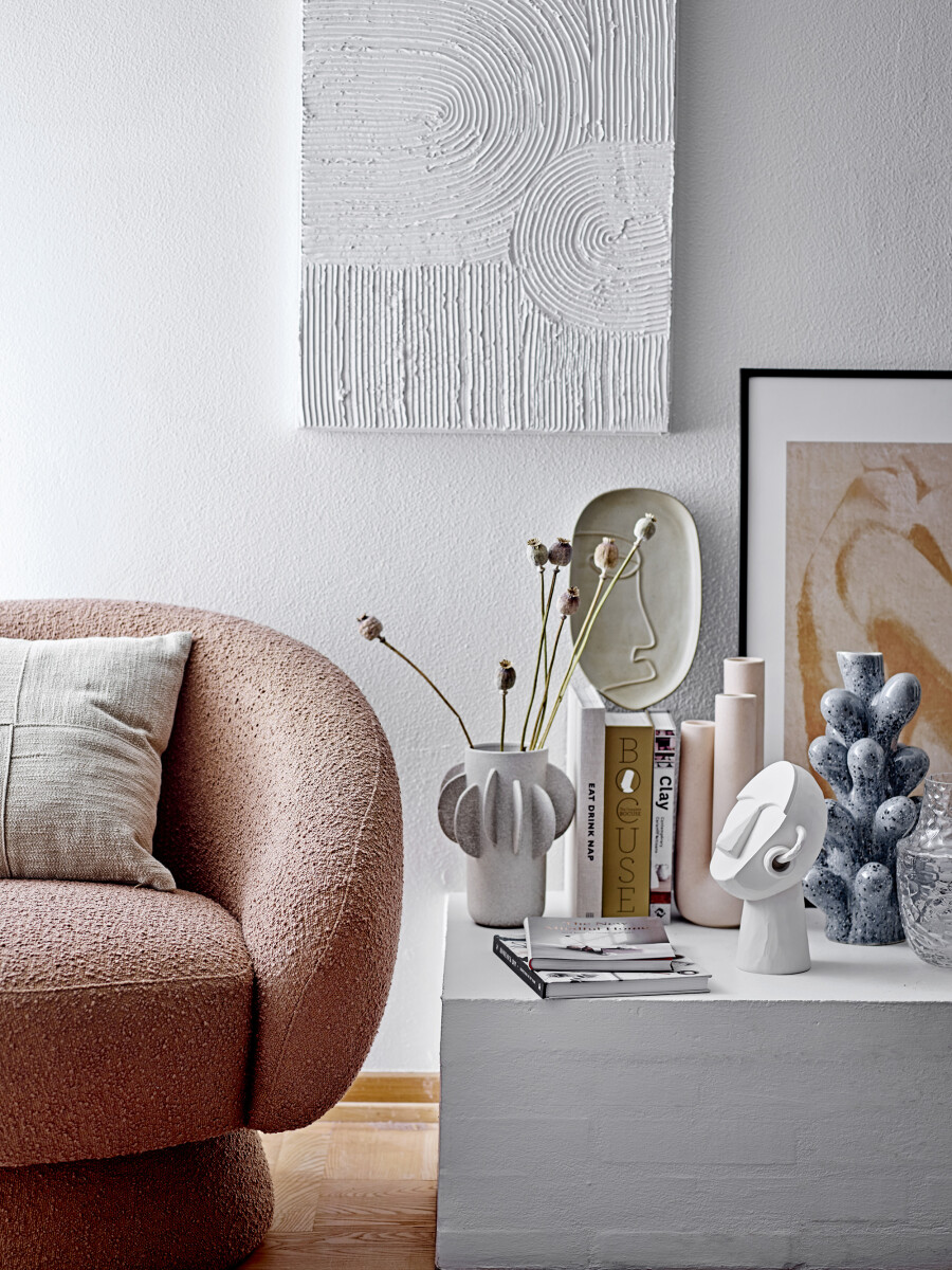 Bloomingville - Innes Vase - Blå - Stentøj - H 36 5 Cm