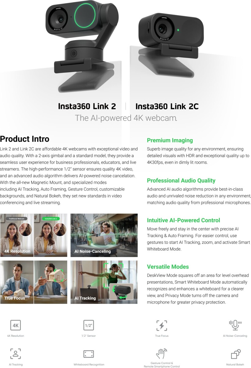 Insta360 - Link 2 Webcam