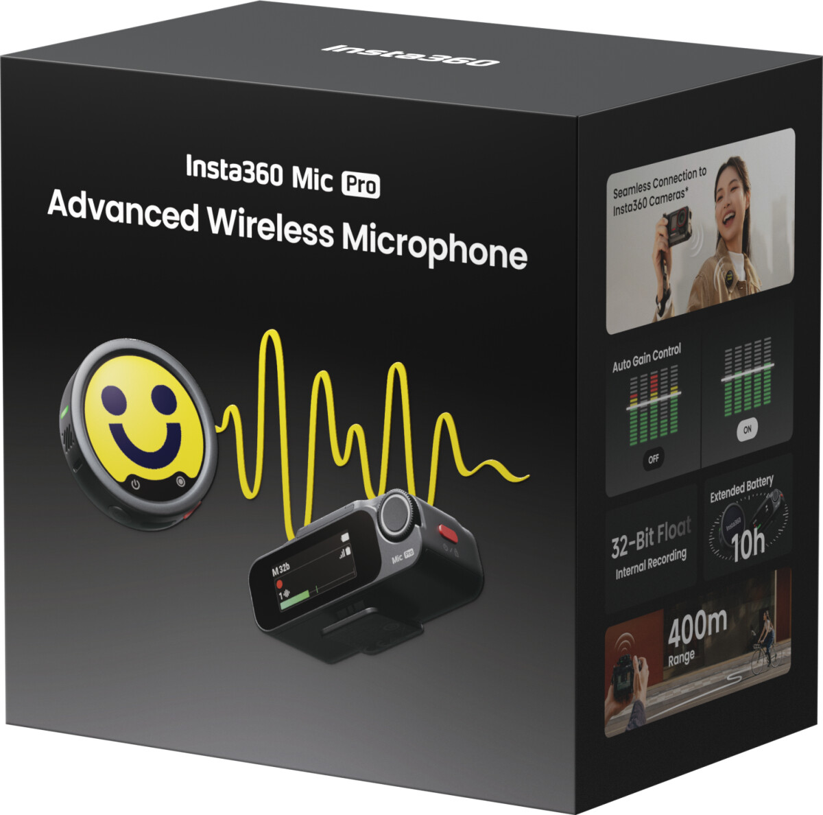 Insta360 - Mic Pro 1Tx 1 Rx - Graphite Black - Professionelt Trådløst