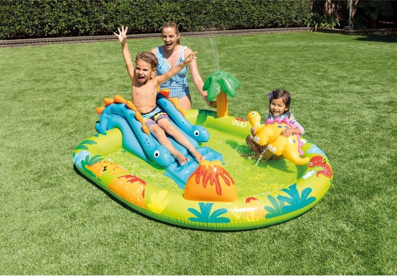 Intex - Dinosaur Pool Med Rutsjebane Til Børn - Little Dino