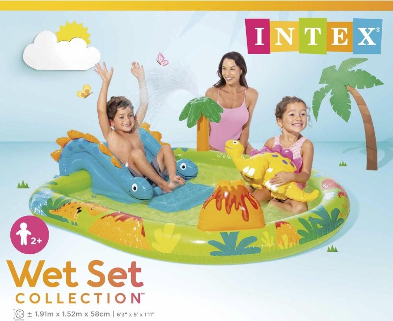 Intex - Dinosaur Pool Med Rutsjebane Til Børn - Little Dino