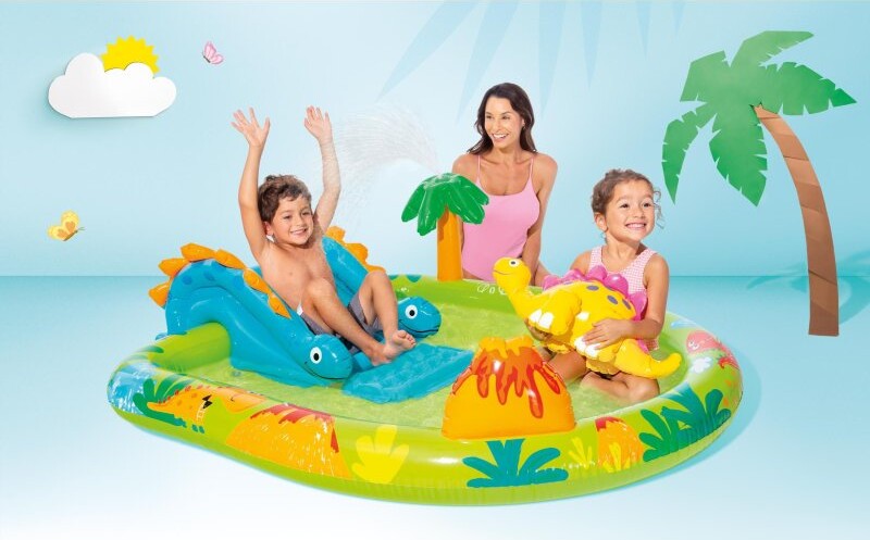 Intex - Dinosaur Pool Med Rutsjebane Til Børn - Little Dino