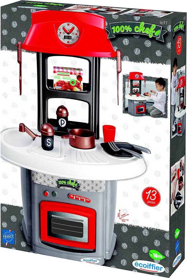 Legekøkken Med Tilbehør - 13 Dele - 100 Chef - Ecoiffier