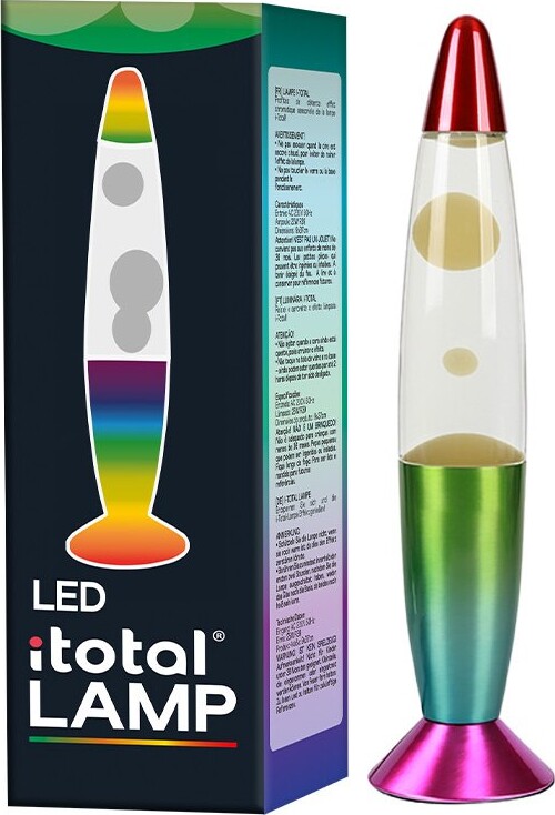 Itotal - Led Lava Lampe - Farveskiftende - Regnbue Base - Hvid Voks