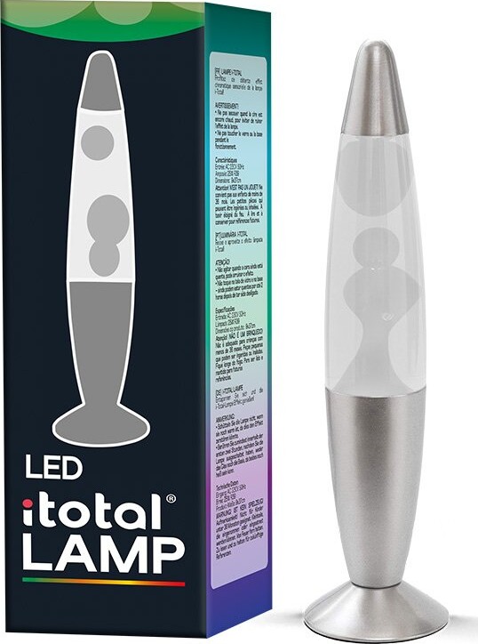 Itotal - Led Lava Lampe - Farveskiftende - Sølv Base - Hvid Voks