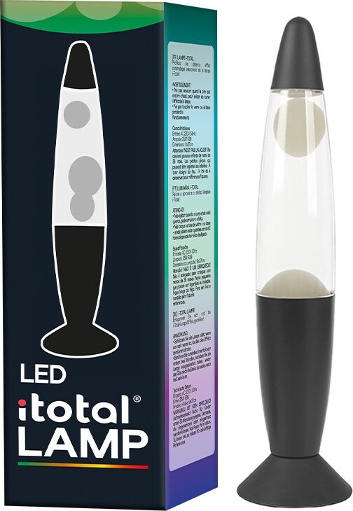 Itotal - Led Lava Lampe - Farveskiftende - Sort Base - Hvid Voks