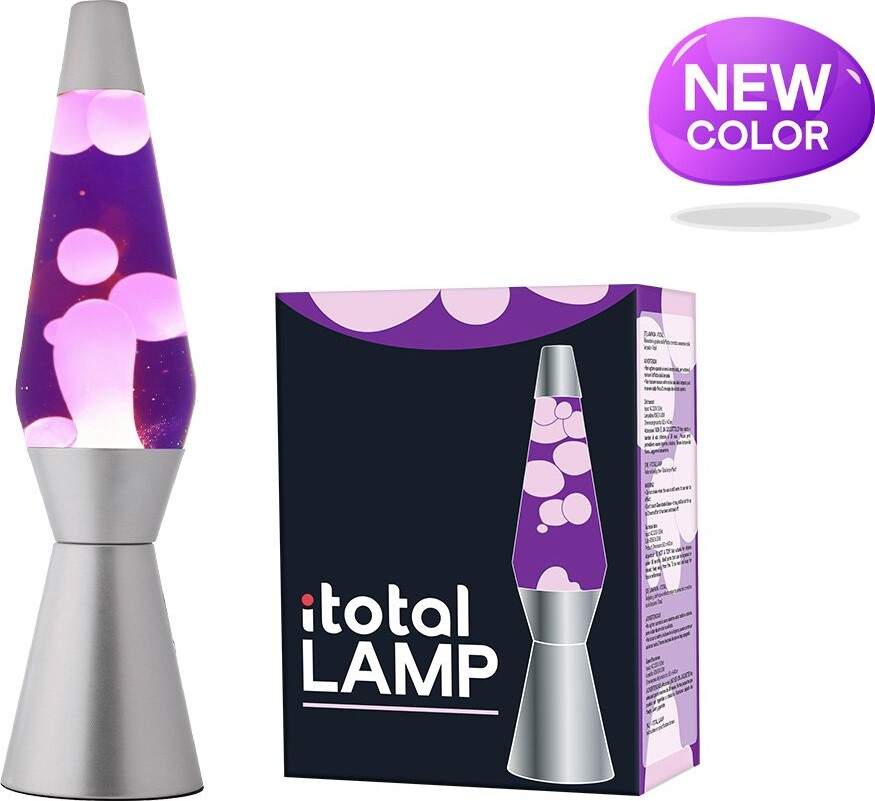 Itotal - Lava Lampe - 36 Cm - Sølv Base - Lilla Væske - Hvid Voks