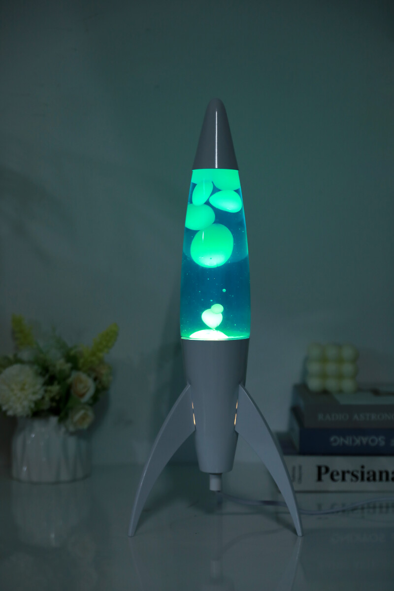 Itotal - Lava Lampe - Raket - Blå Og Grøn - Hvid - 36 Cm