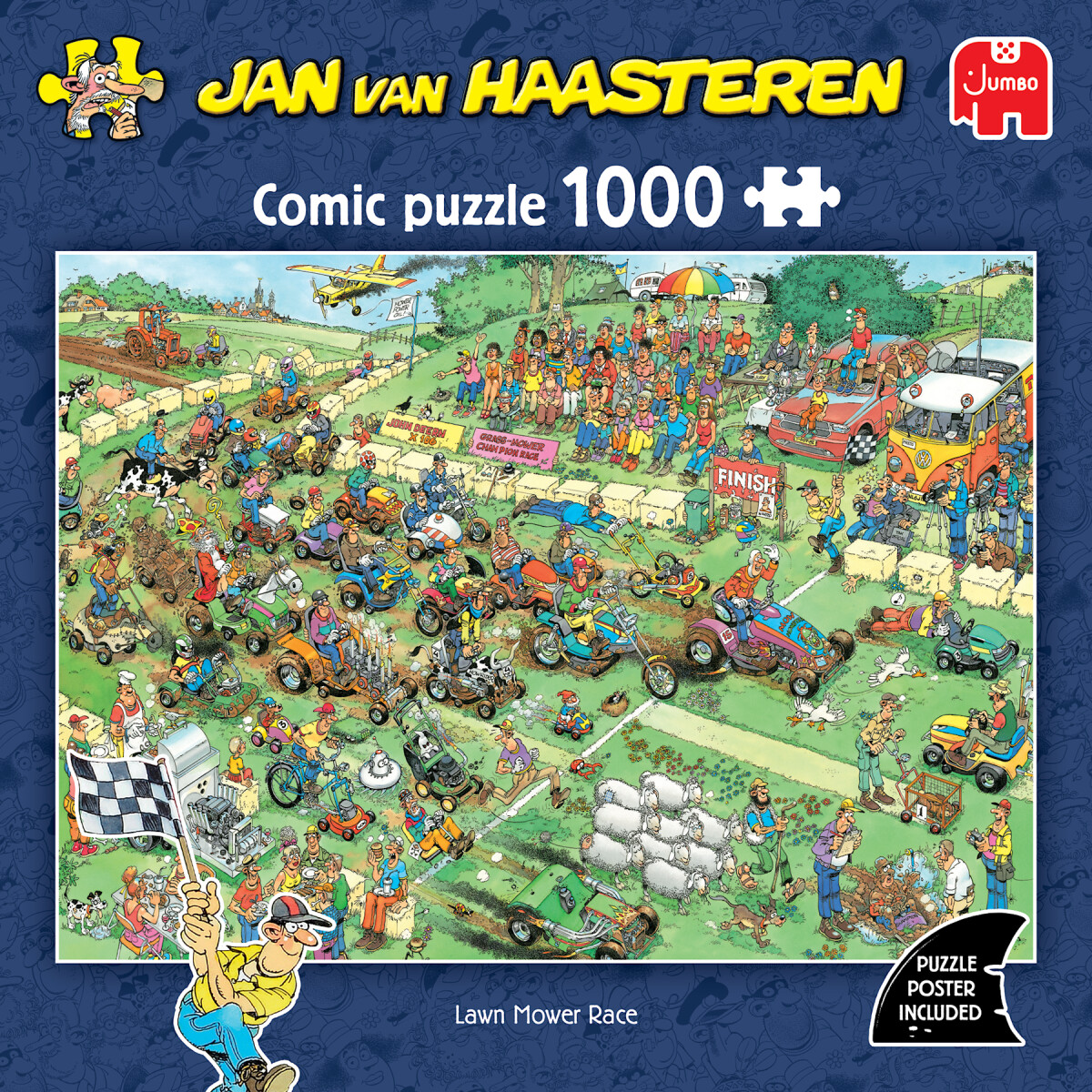 Jan Van Haasteren - Lawn Motor Race Puzzle - 1000 Brikker