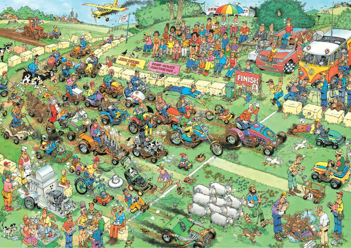 Jan Van Haasteren - Lawn Motor Race Puzzle - 1000 Brikker