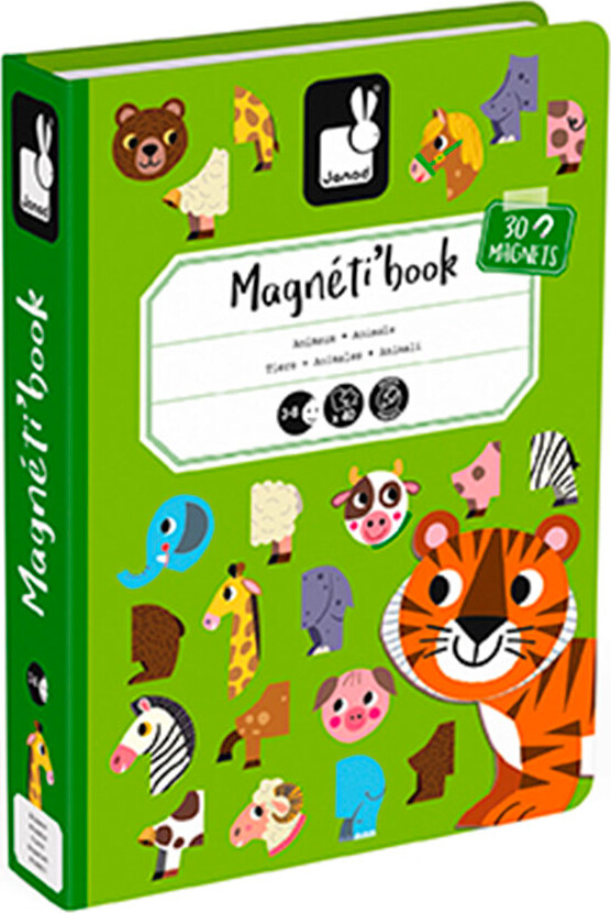 Janod - Magneti Book - Animals - 30 Magneter Og 10 Kort