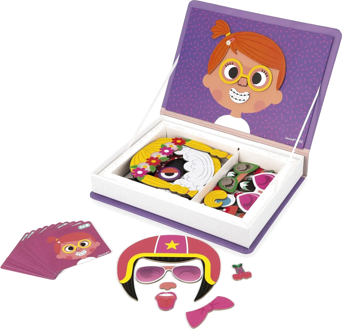 Janod - Magneti Book - Girl S Crazy Faces - 55 Magnets