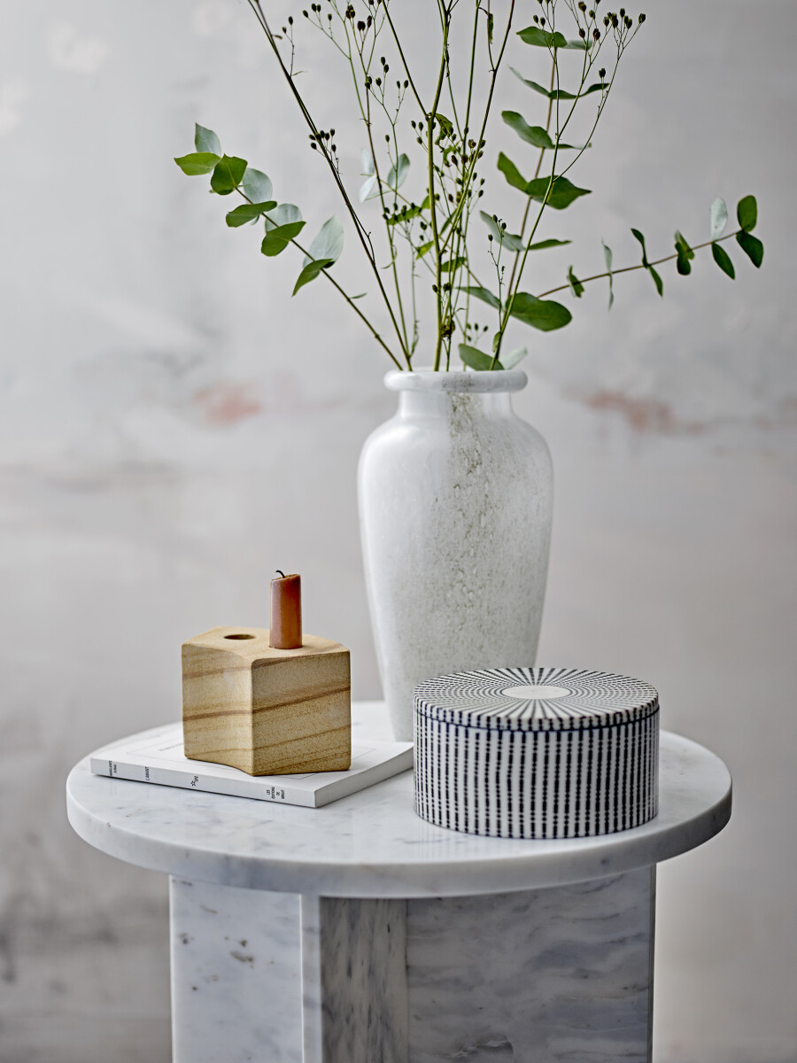 Bloomingville - Jasmia Sidebord - Hvid - Marmor - Rundt