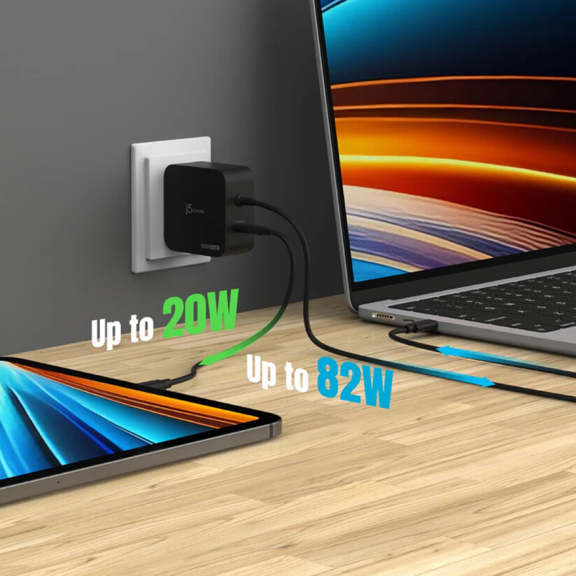 J5Create - 102W Gan Pd Usb-C 2-Port Charger Interchangeable Ac Plugs