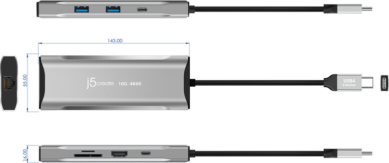 J5Create - 4K60 Elite Usb-C 10Gbps Mini Dock