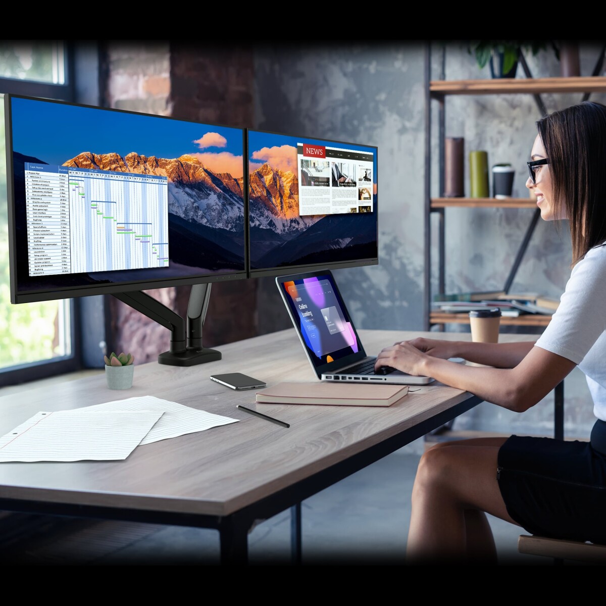 J5Create - Ergonomic Dual Monitor Mount