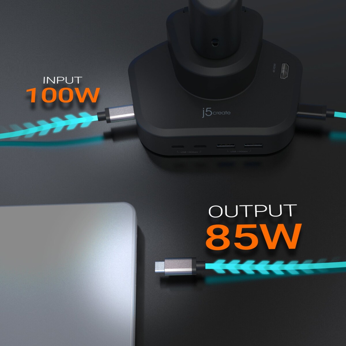 J5Create - Ergonomic Monitor Mount With Dock