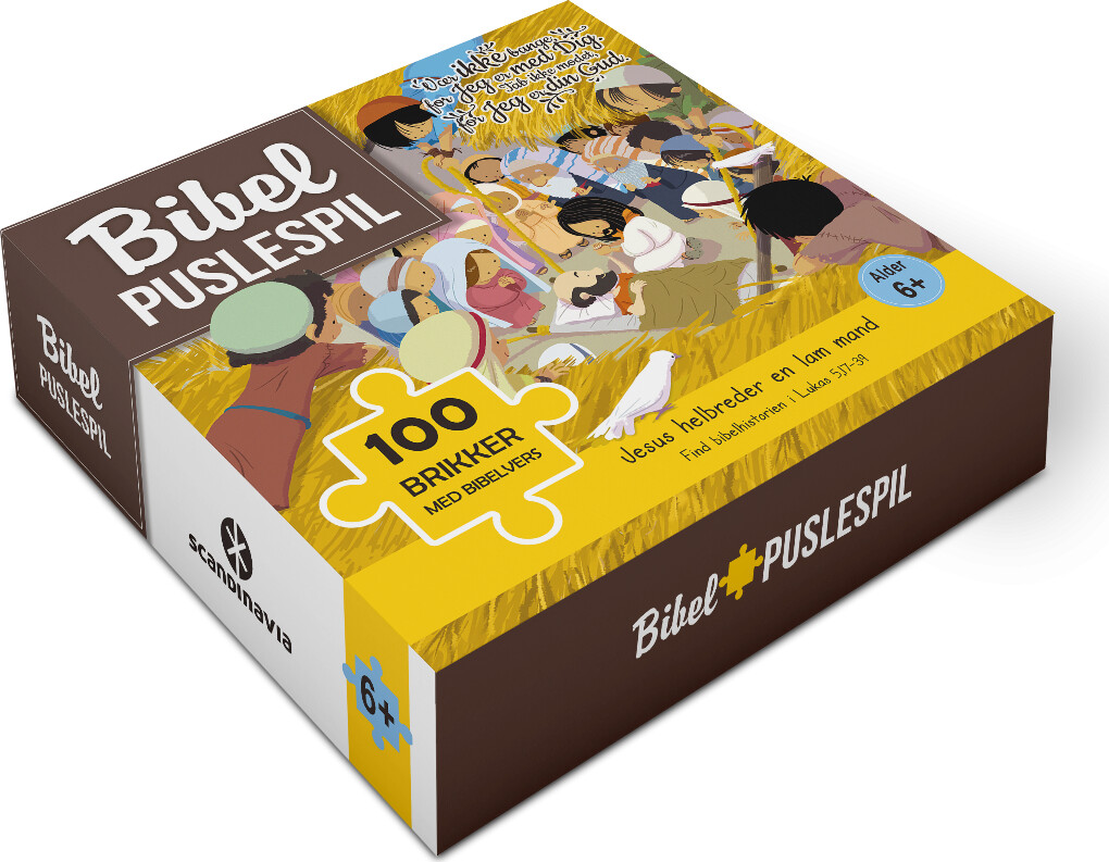 Bibel Puslespil Med Bibelvers - Jesus Helbreder En Lam Mand - 100 Brikker