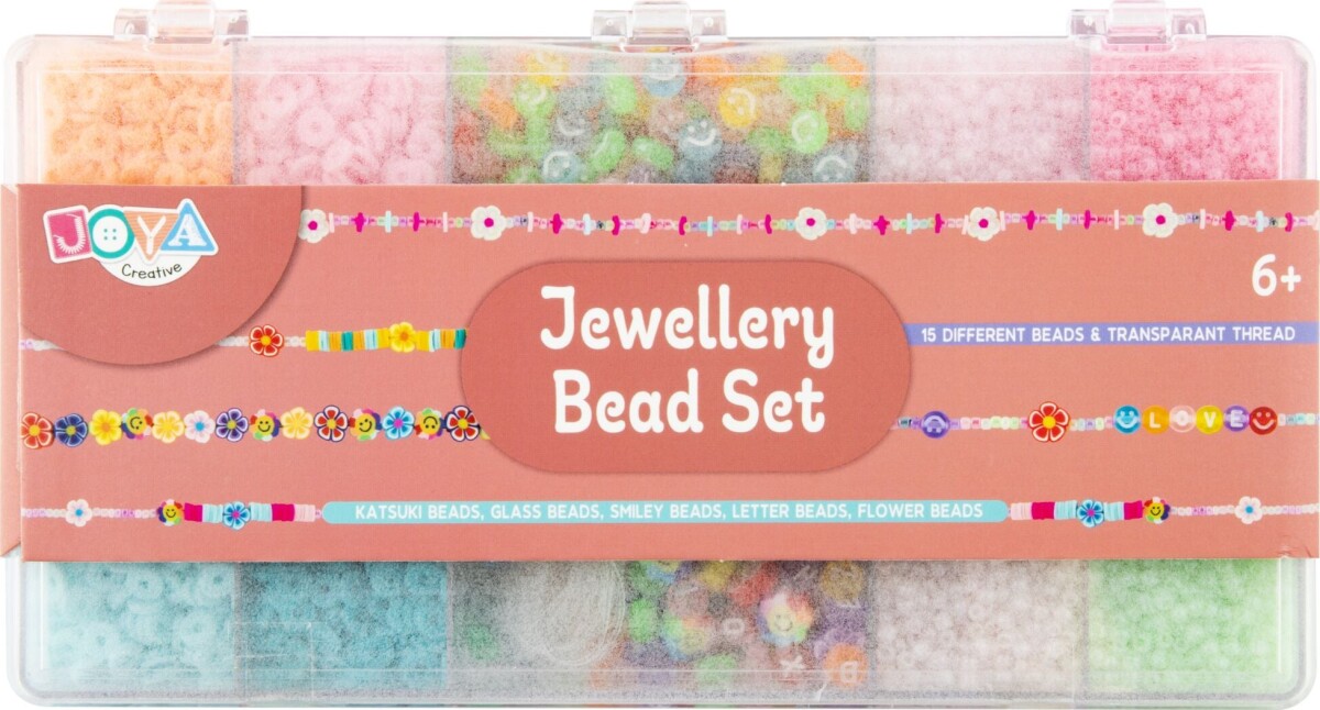 Joya - Jewellery Bead Set - Diy Smykkesæt - 15 Perler Og Tråd
