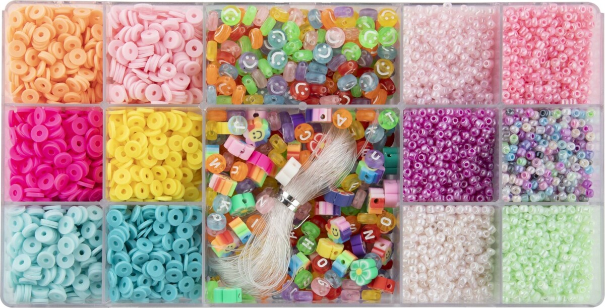 Joya - Jewellery Bead Set - Diy Smykkesæt - 15 Perler Og Tråd
