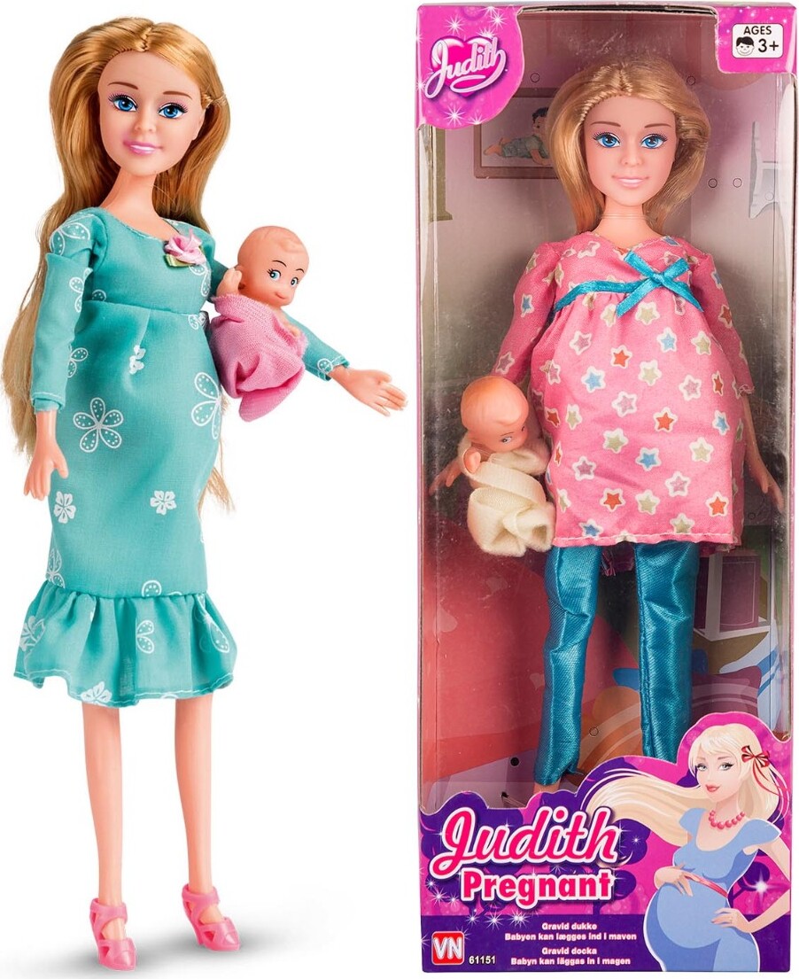 Judith Dukke Gravid Med Baby - Lyst Hår - Assorteret