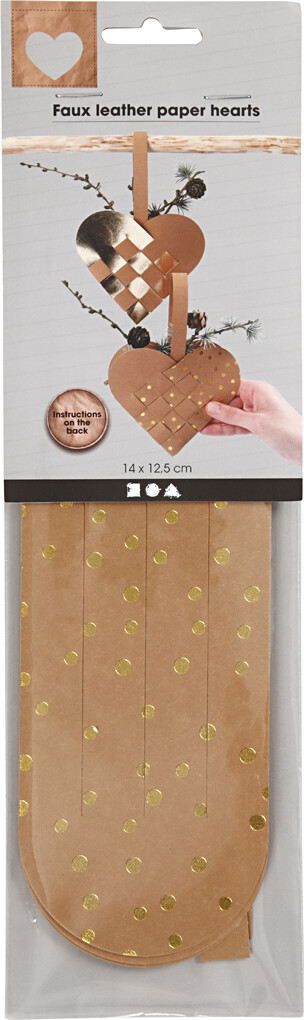 Julehjerter Af Læderpapir - Tykkelse 0 55 Mm - Guld