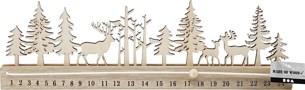 Julekalender Nedtælling - H 12 Cm - L 40 Cm - B 3 6 Cm - 1 Stk