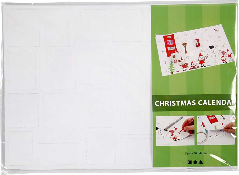 Lav Selv Julekalender - Uden Motiv - Hvid - 5 Stk