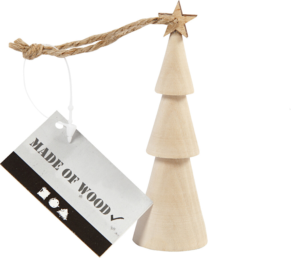 Juletræ I Træ Til Ophæng - H 9 Cm