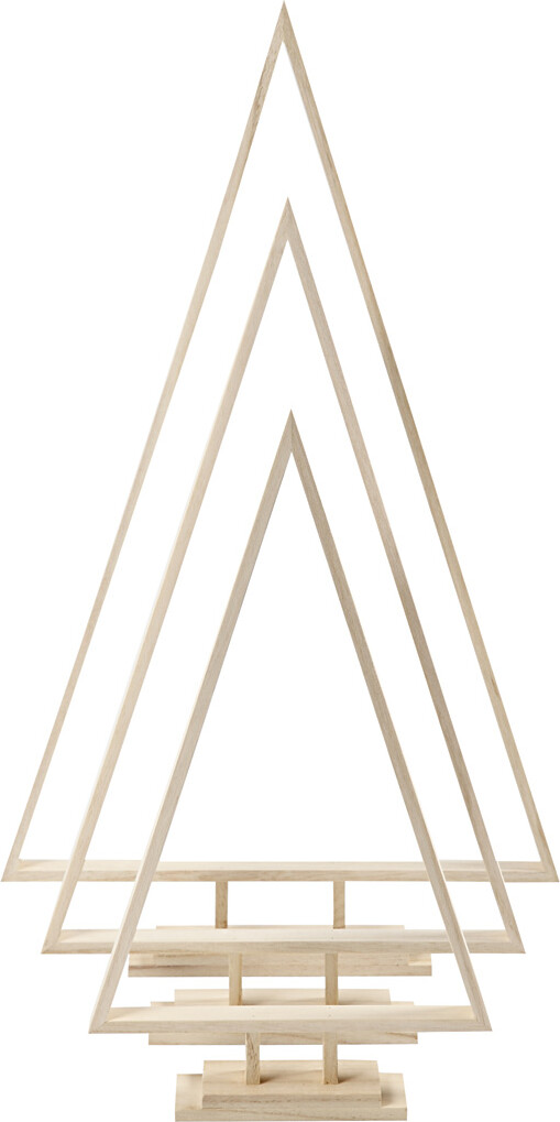 Juletræer I Træ - Julepynt - H 40 50 60 Cm - 3 Stk