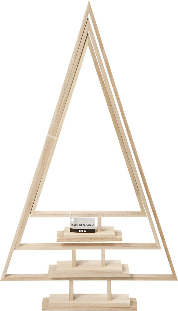 Juletræer I Træ - Julepynt - H 40 50 60 Cm - 3 Stk