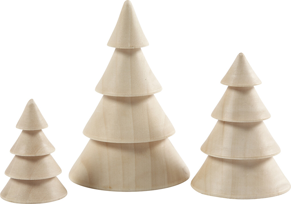 Juletræer I Træ - Julepynt - H 5 7 5 10 Cm - 3 Stk
